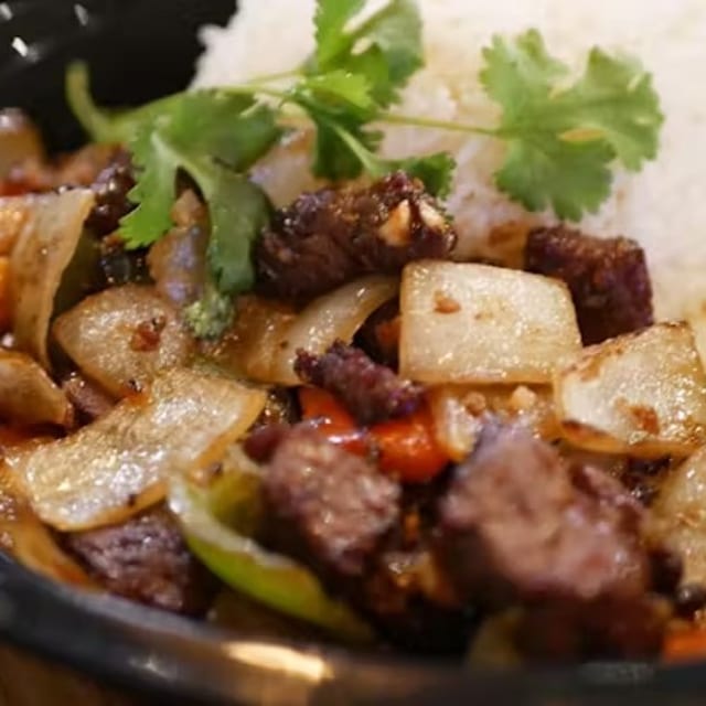 Shaken Beef with Rice.