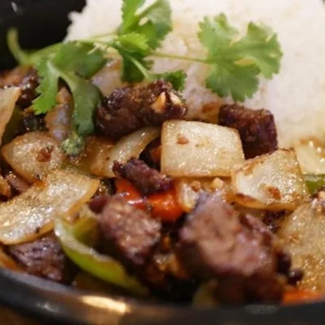 Shaken Beef with Rice.