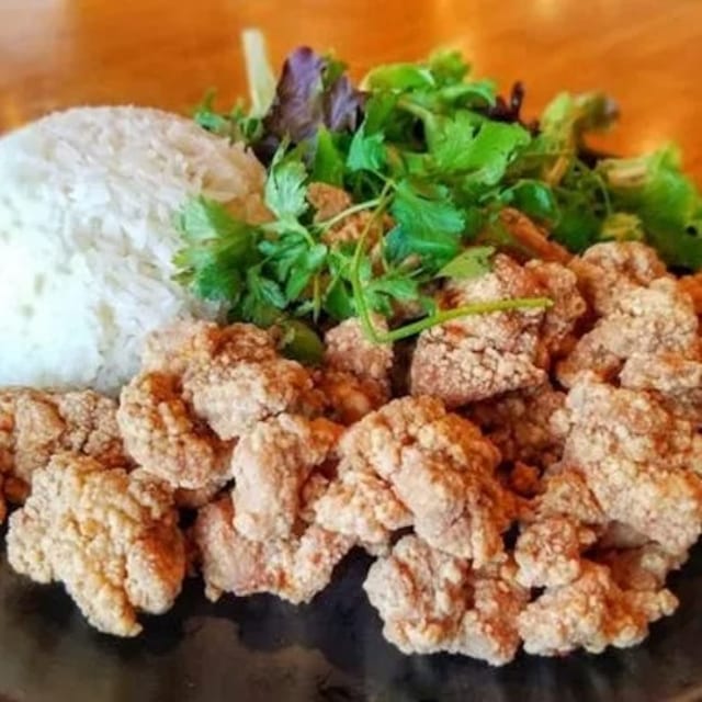 Popcorn Chicken with Rice.