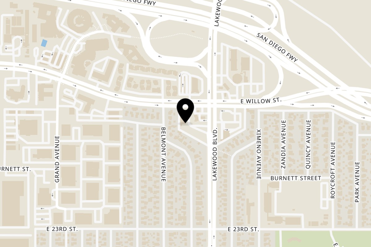 Map showing the location of Hiccups E Willow St on 4172 E Willow St in Long Beach